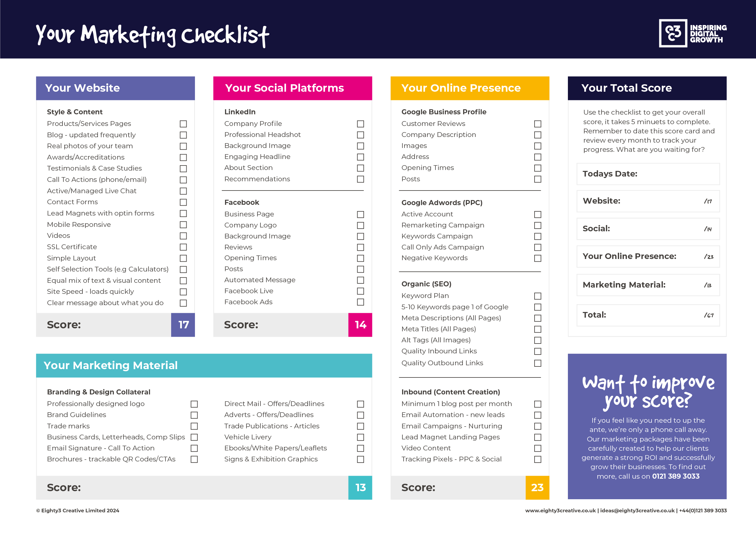 E3C Marketing Checklist